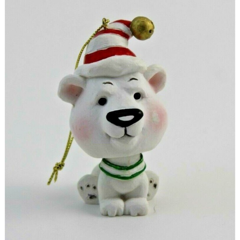Vintage 2005 Russ Berrie Bobble Head Ornament Polar Bear
